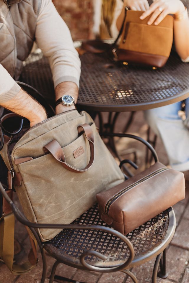 Normandy Men's Briefcase | Fatigue Waxed Canvas