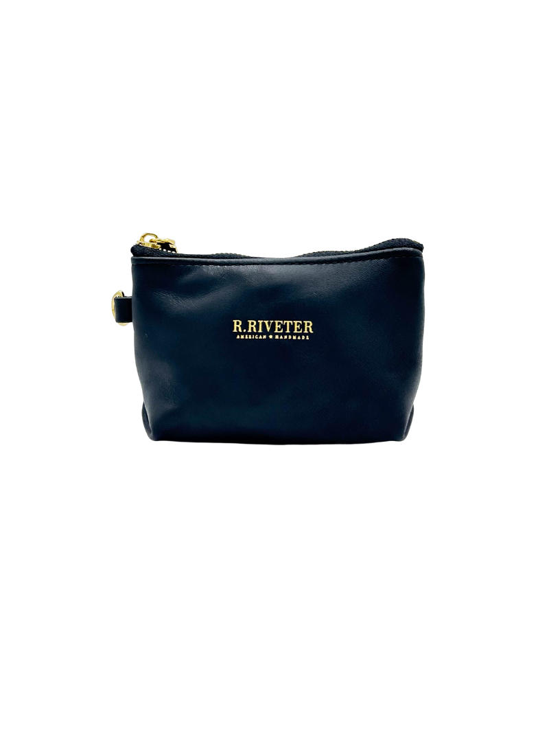 Lucy Mini Zipper Pouch | Black Leather
