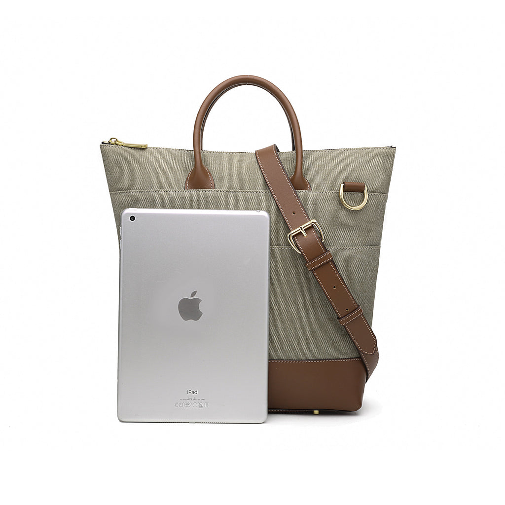 Otto Tote | Fatigue Washed Canvas + Brown Leather