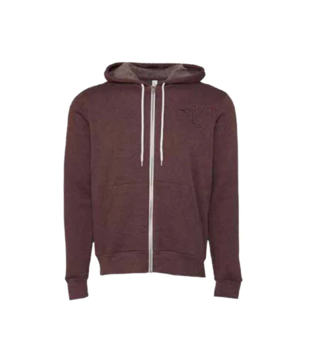 Maroon Zip-Up Fleece Hooded Sweatshirt | R. Riveter x Nightbirde Foundation Collection