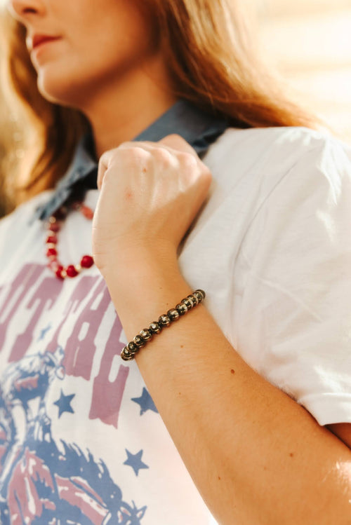 8mm Silver Beads Bracelet