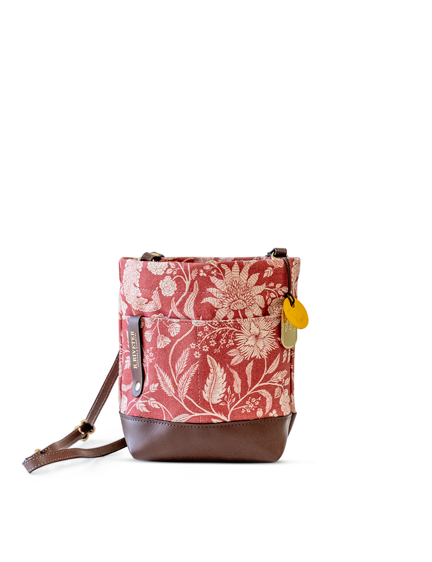 Betsy Bucket Bag | Red Bandana Canvas + Brown Leather