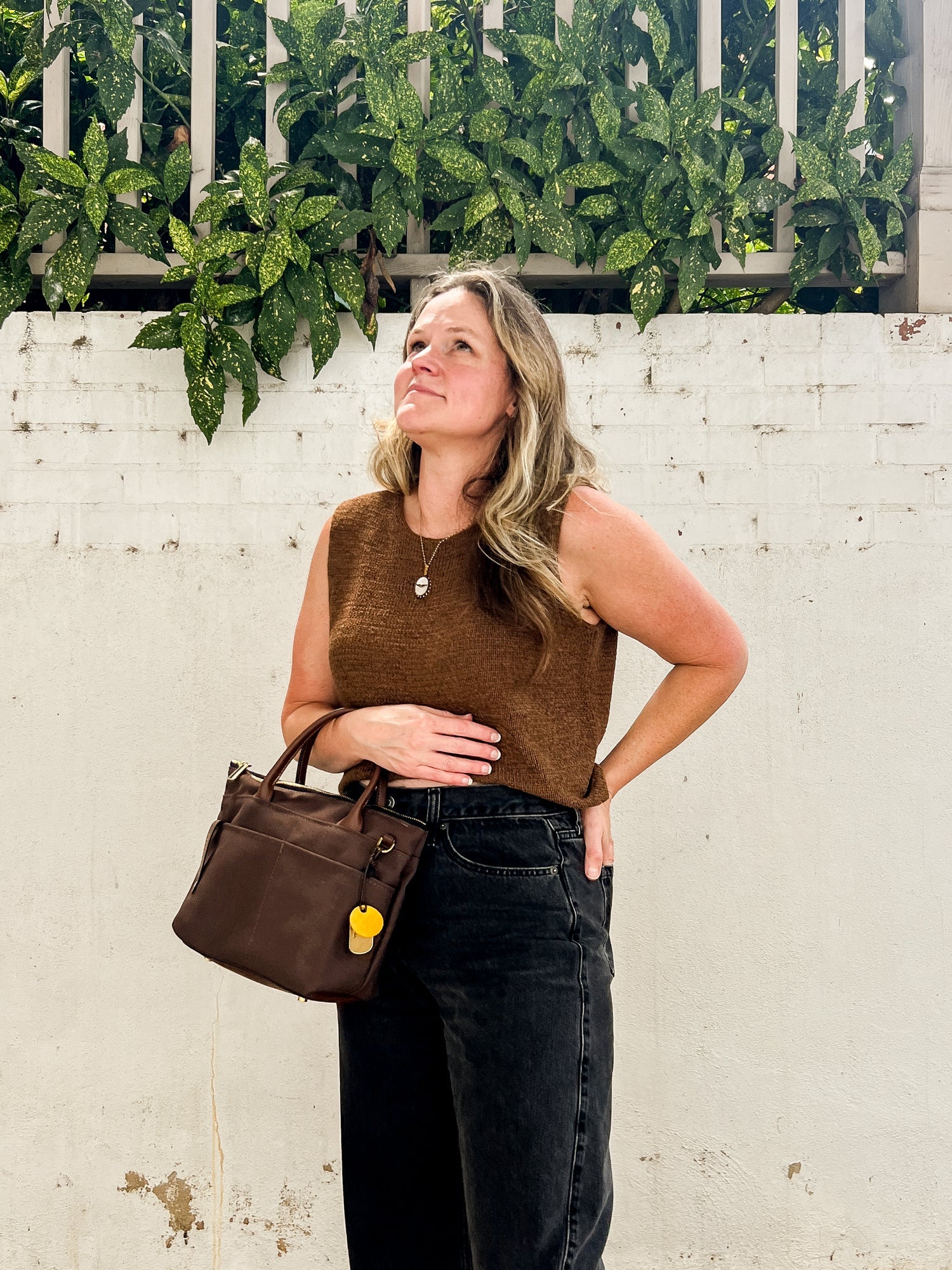 Dot | Small Tote | Umber Brown Canvas + Brown