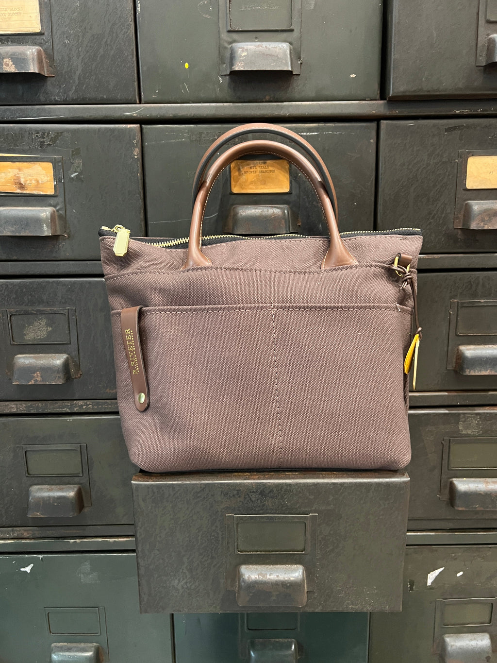 Dot | Small Tote | Umber Brown Canvas + Brown