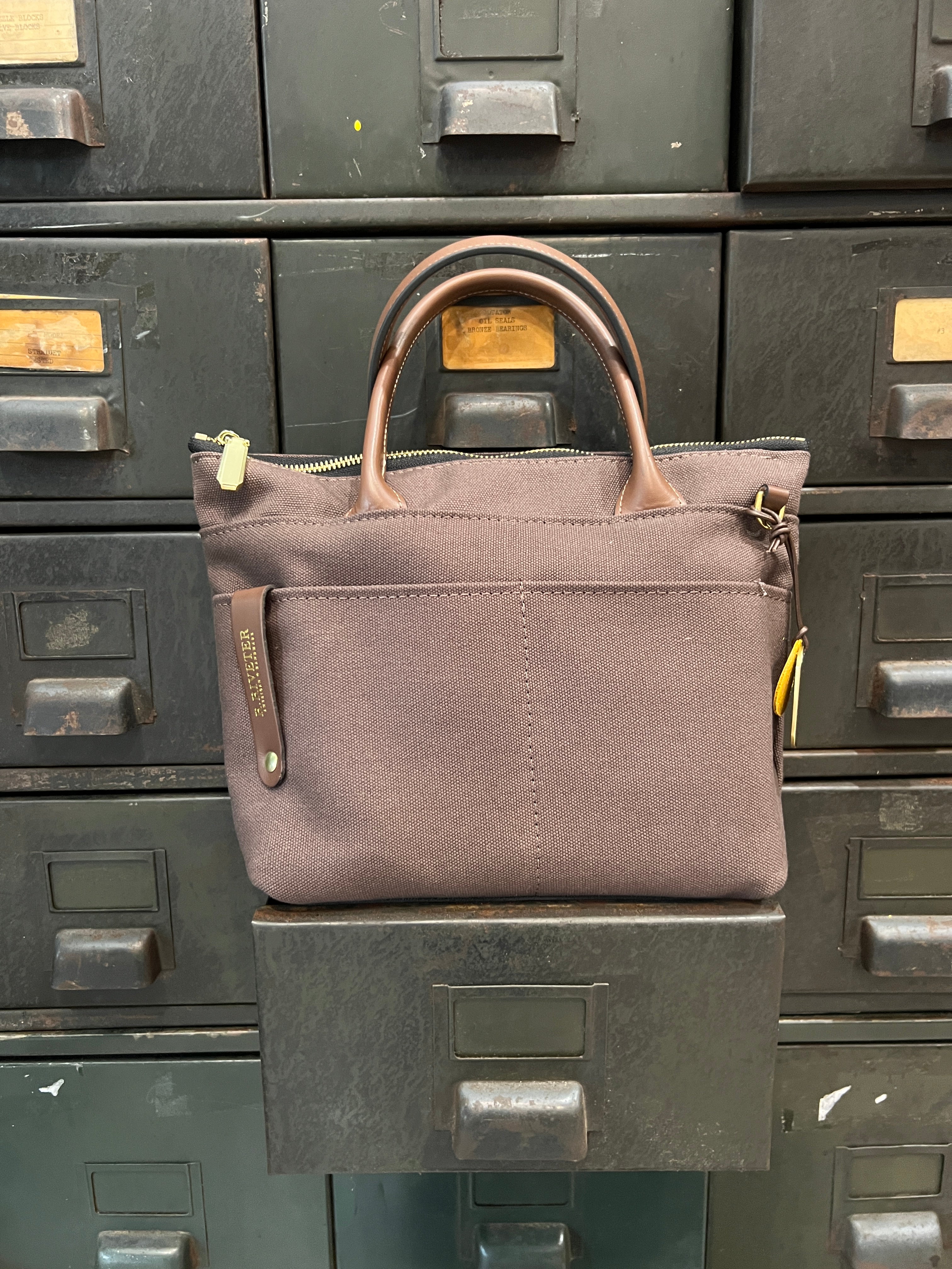 Dot | Small Tote | Umber Brown Canvas + Brown