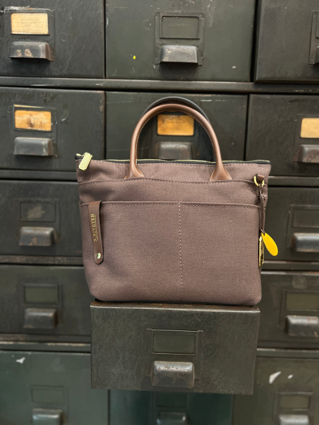 Dot | Small Tote | Umber Brown Canvas + Brown