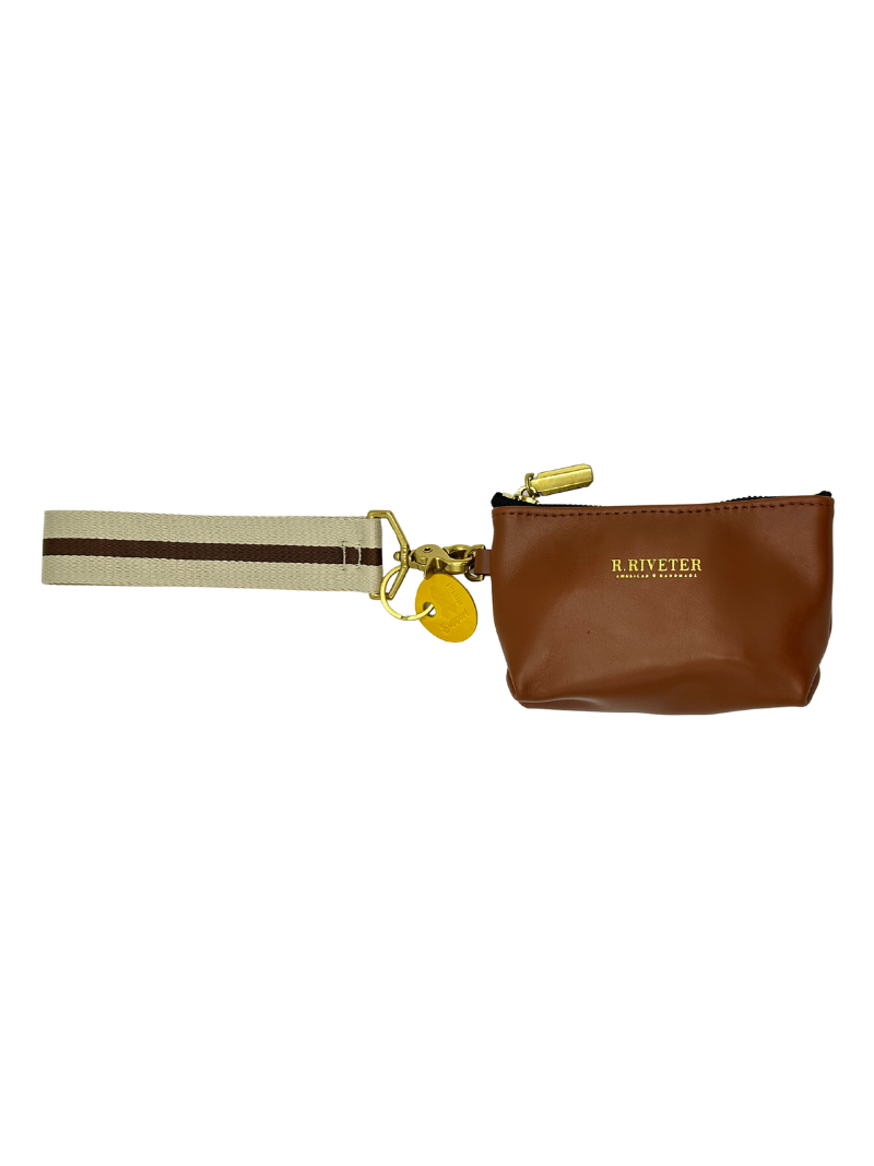 Lucy Mini Zipper Pouch | Brown Leather