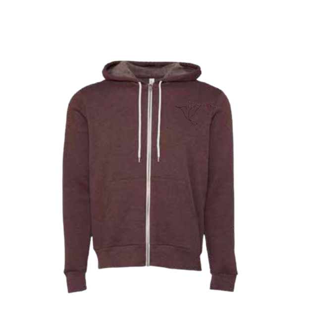 Maroon Zip-Up Fleece Hooded Sweatshirt | R. Riveter x Nightbirde Foundation Collection