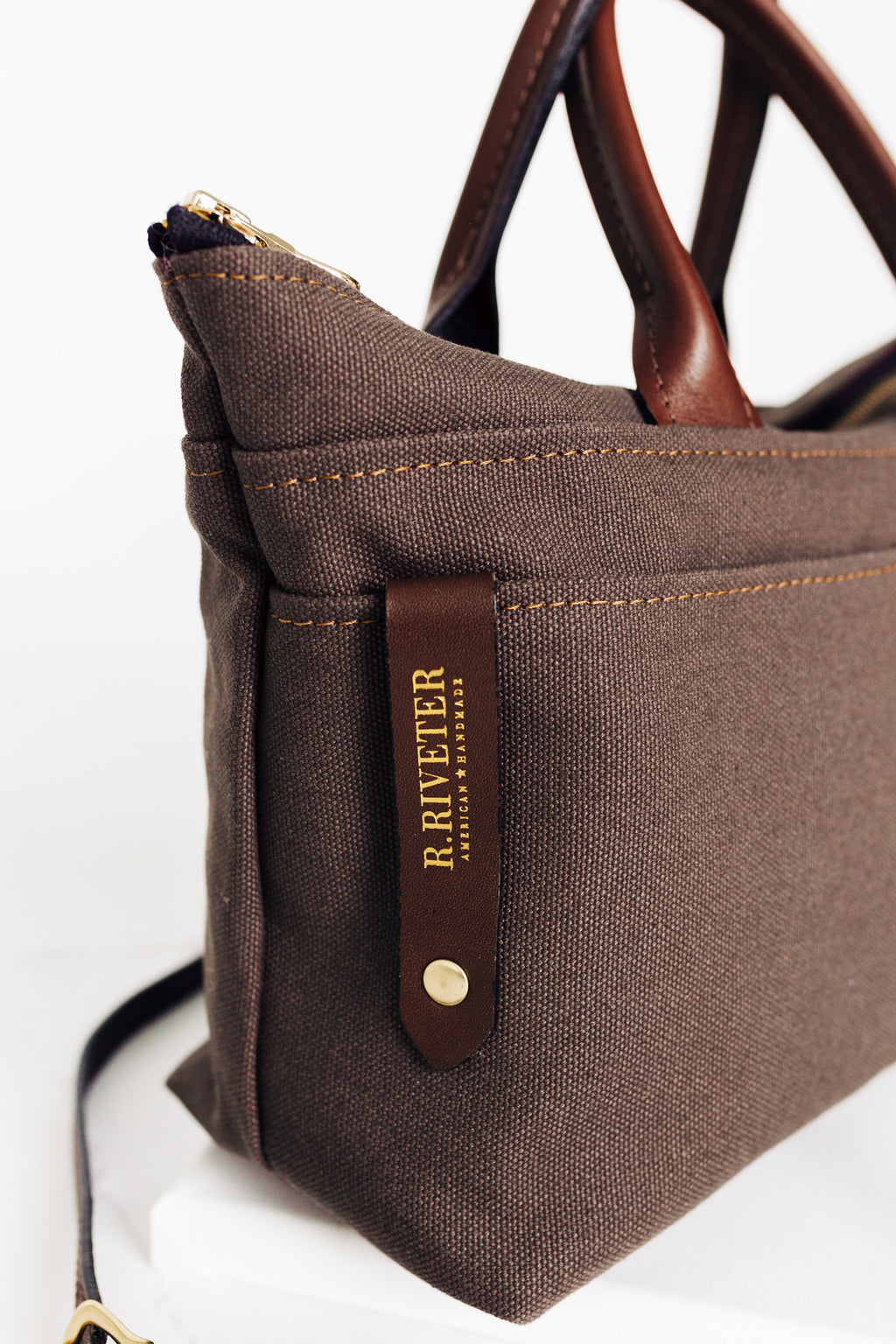 Dot | Small Tote | Umber Brown Canvas + Brown