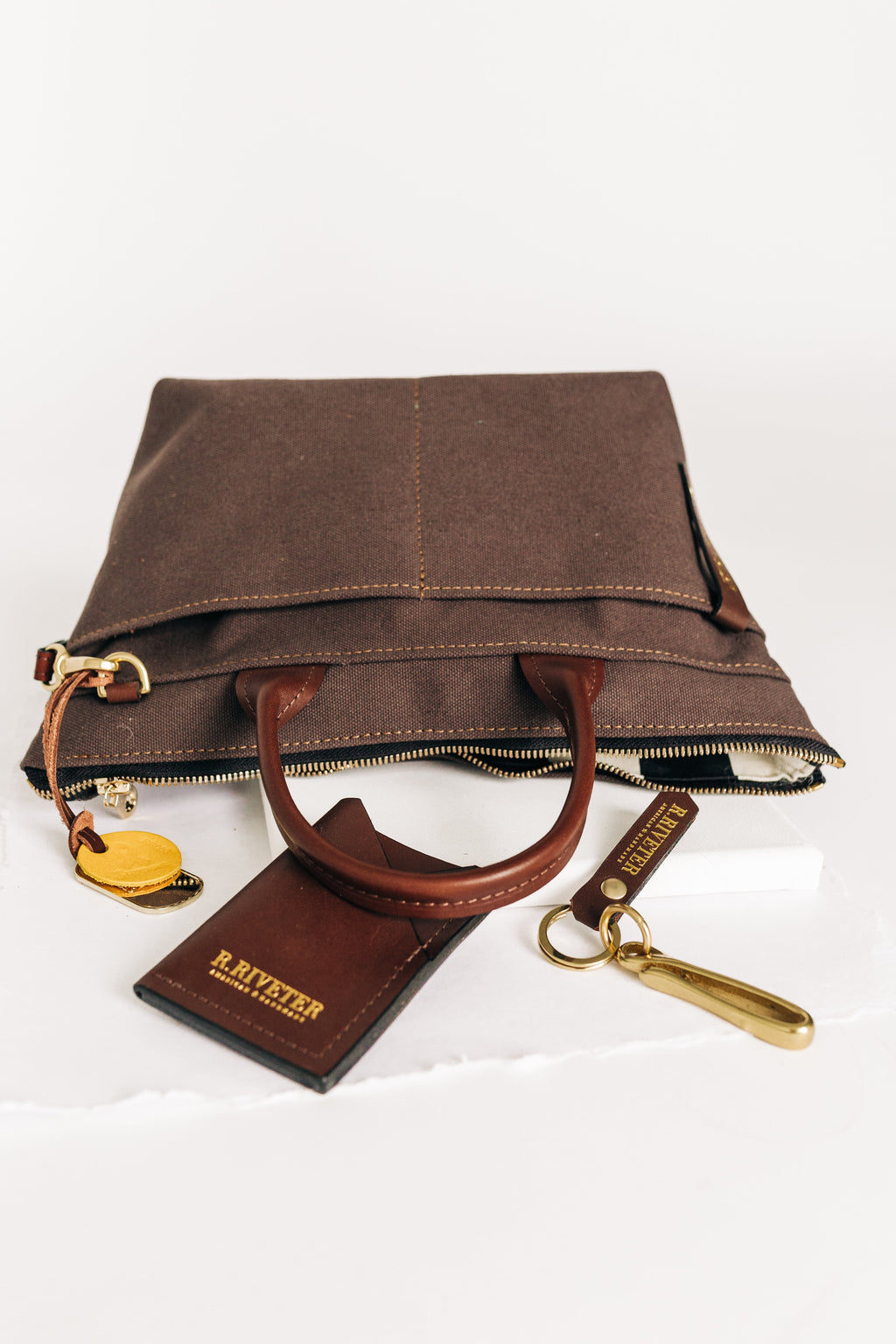 Dot | Small Tote | Umber Brown Canvas + Brown