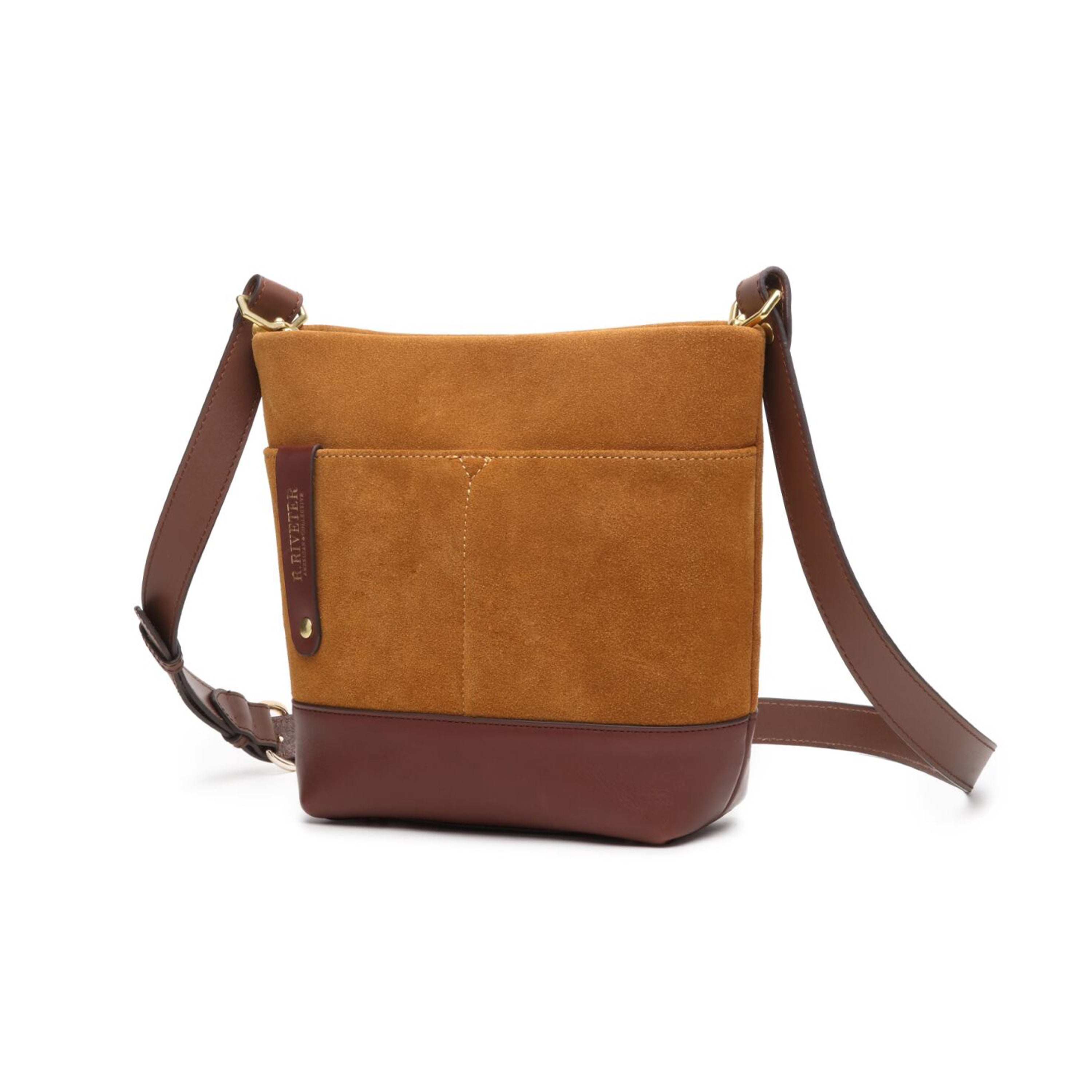 Betsy Bucket Bag | Mustard Suede + Brown Leather