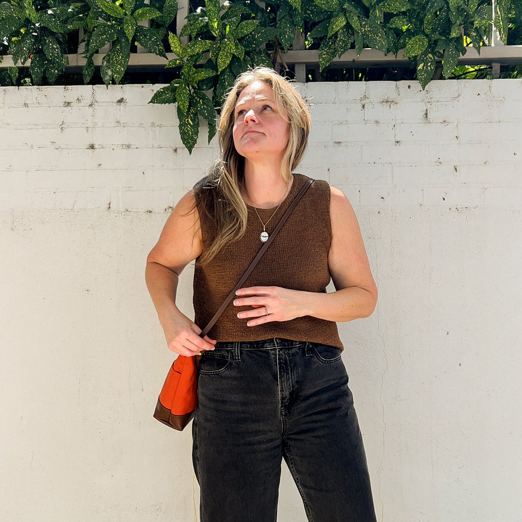Betsy Bucket Bag | Terracotta Brown Canvas with Brown Leather