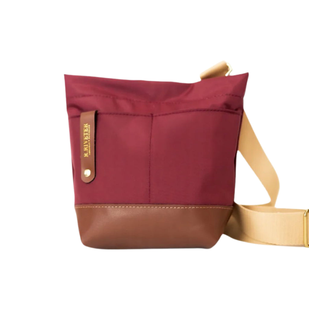 Betsy Bucket Bag | Wine Nylon + Brown Leather
