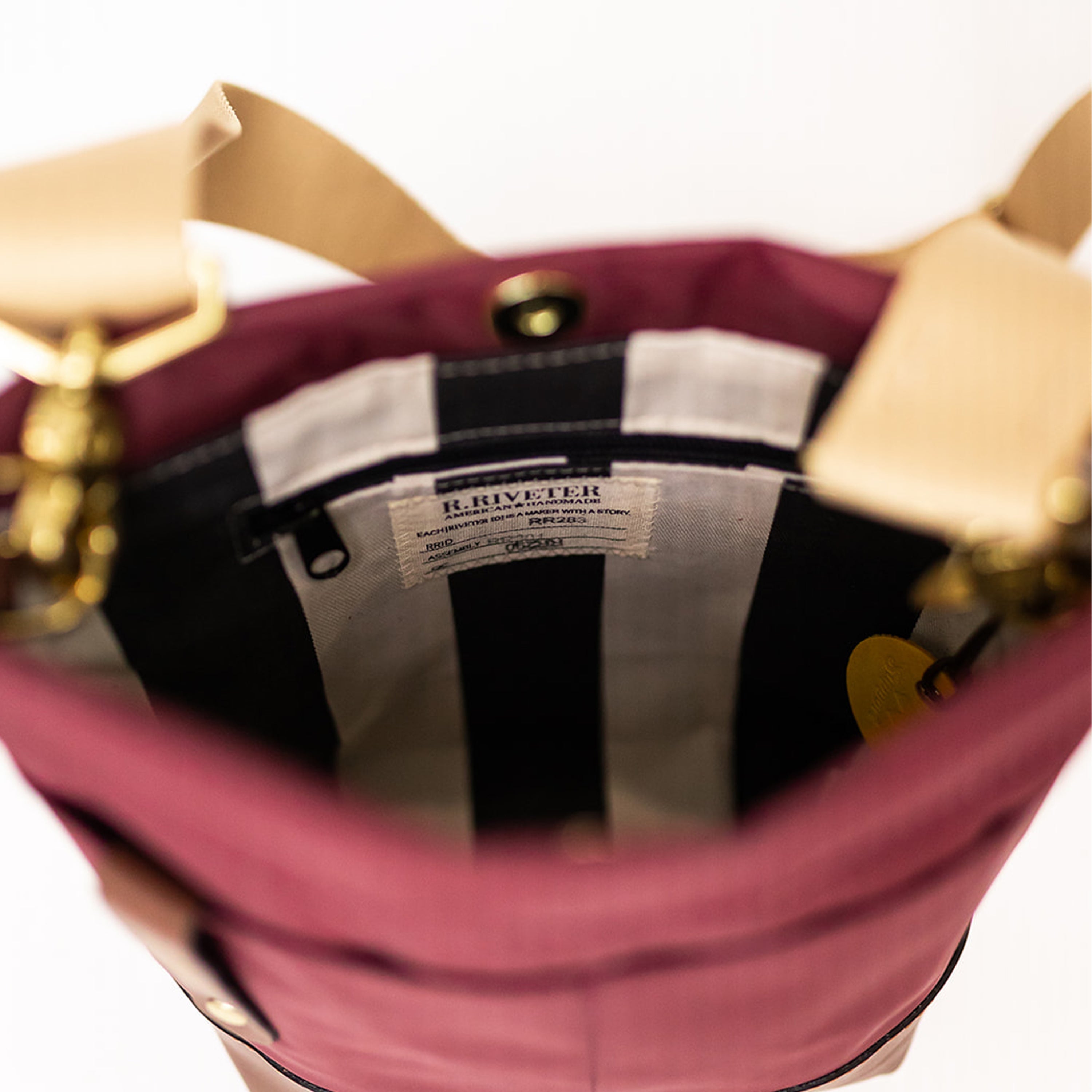 Betsy Bucket Bag | Wine Nylon + Brown Leather