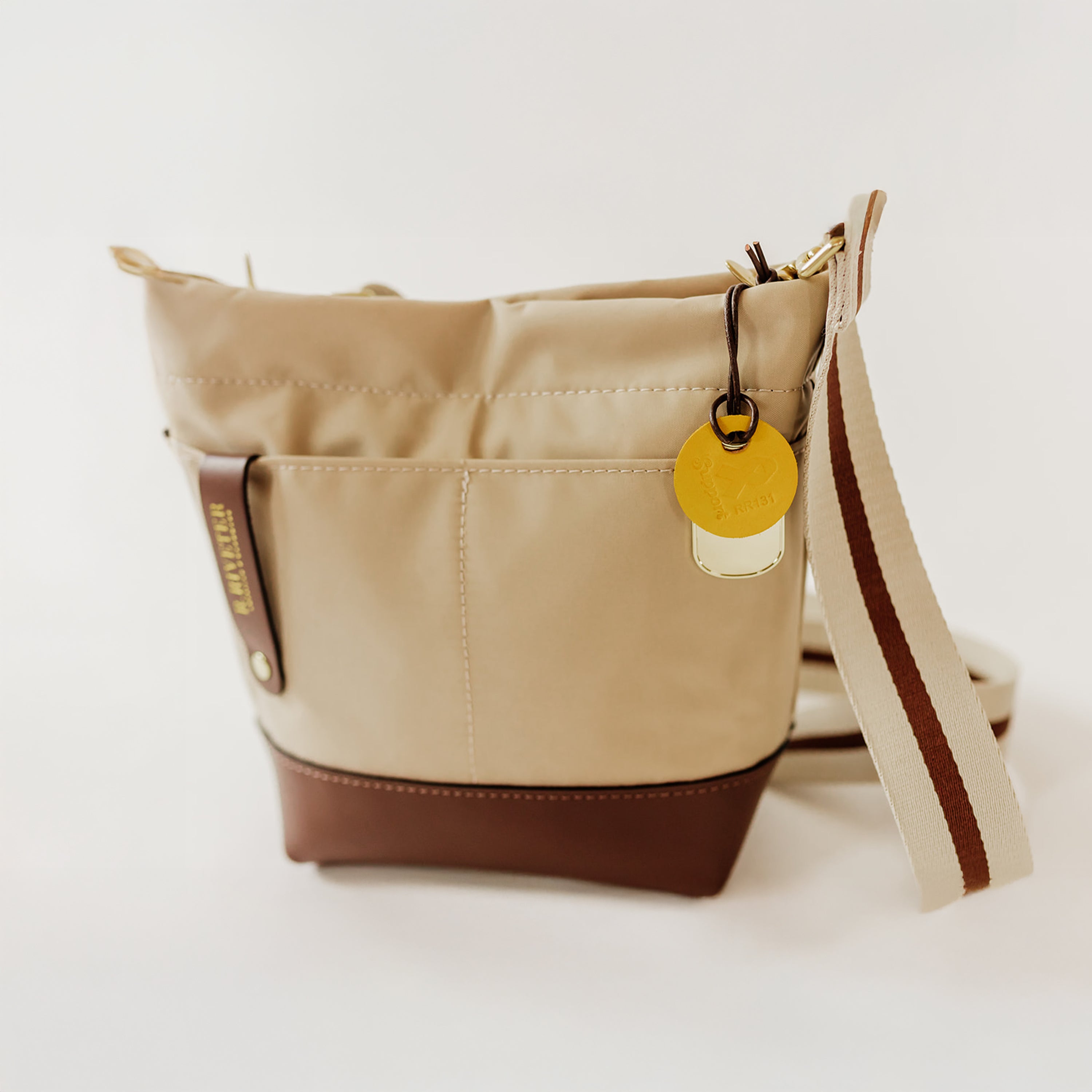 Betsy Bucket Bag | Khaki Nylon + Brown Leather