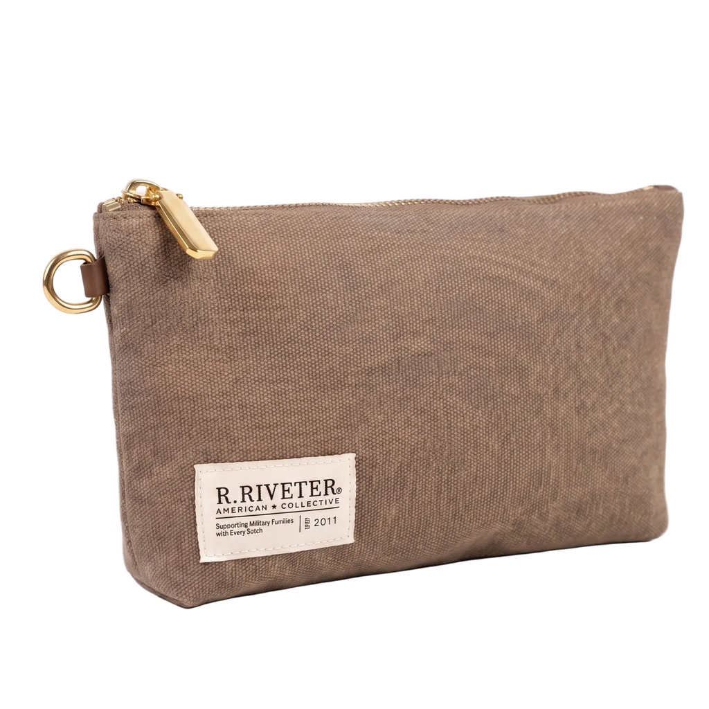 Lucy Large Zipper Pouch | Chocolate Washed Canvas