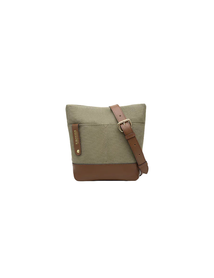 Betsy Bucket Bag | Fatigue Washed Canvas + Brown Leather