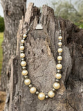 Graduated White Pearl and Sterling Silver Beaded Necklace