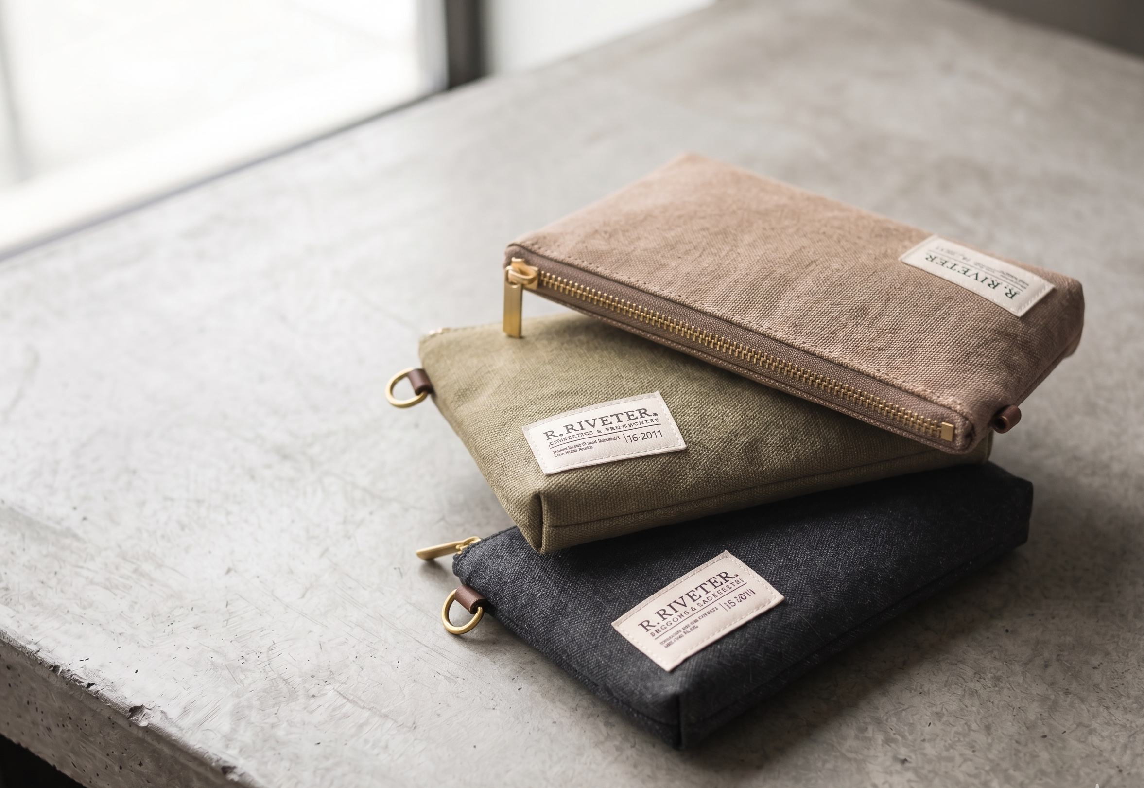 Lucy Large Zipper Pouch | Black Washed Canvas
