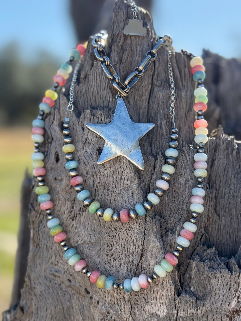 Sterling Silver Spring Pastel Opal Chain Necklace